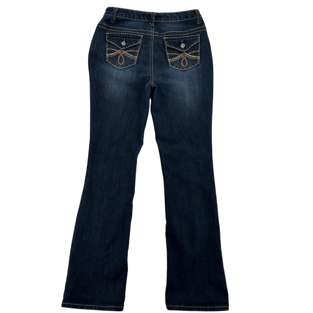 Cato Premium Classic Women 8 Dark Wash Embroidered Bootcut Jeans Stretch RN37080